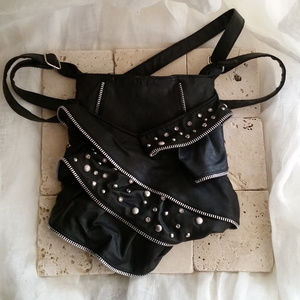 Fashion Express Studded Pleather Zipper Purse EUC